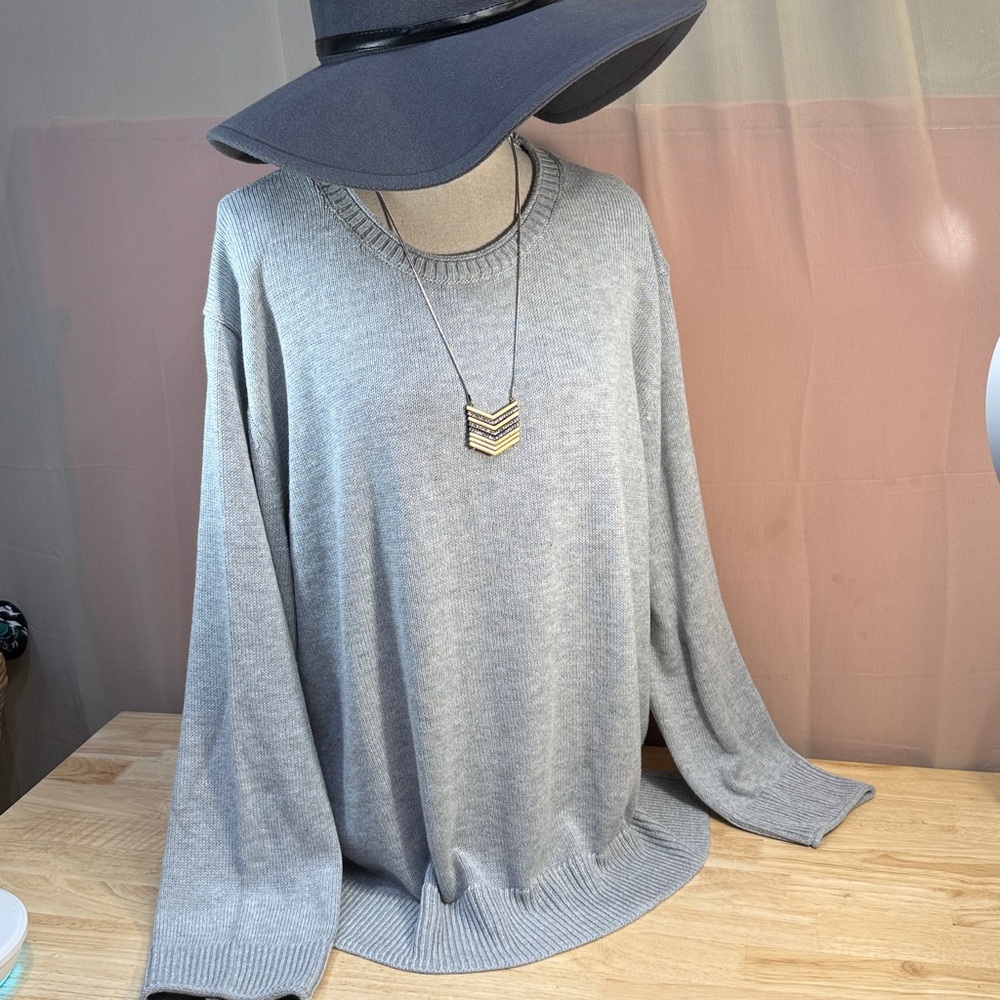Ella Moss Women's Crewneck Soft Cozy Gray Heather Long Sleeve Sweater